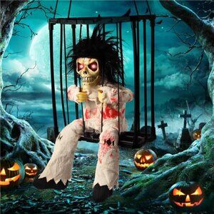 Animated Halloween Decorations, Skull Ghost Hanging Decoration Prop, Scary Skull
